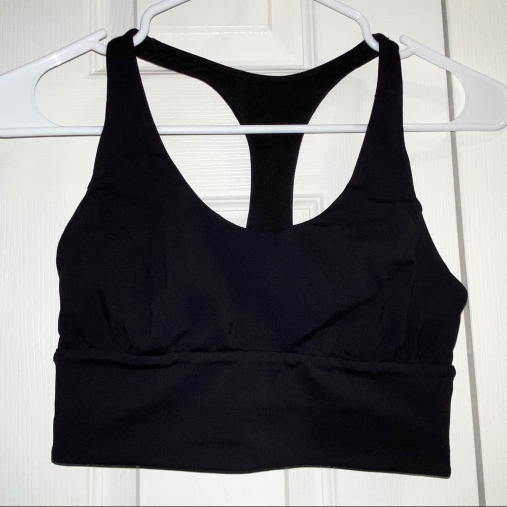 Lululemon black razor back long lined bra size 4